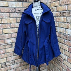 London Fog Women's Soft Shell Belted Zip Hooded Trench Style Jacket XL (16-18)